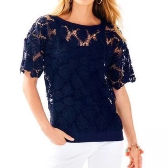 🌴Lilly Pulitzer🌴NWT Kay Popover Lace Top - Picture 2 of 8